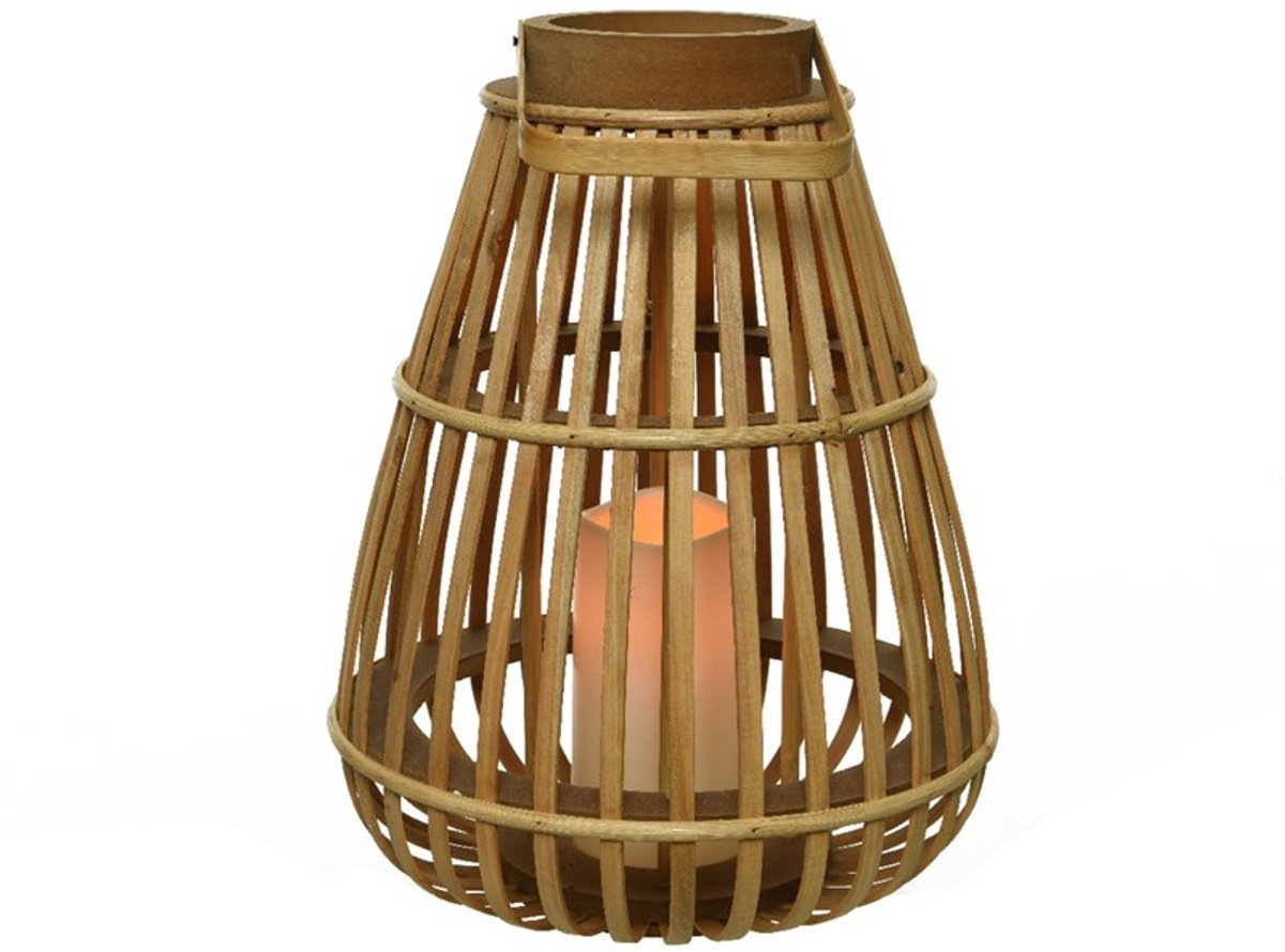 LED lantaarn bamboe 25x25x27,5cm
