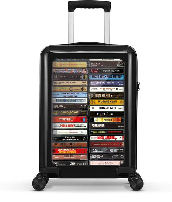Stickercase - Handbagage koffer - Lichtgewicht Trolley 55cm - Met Retro Rewind print - Zwart