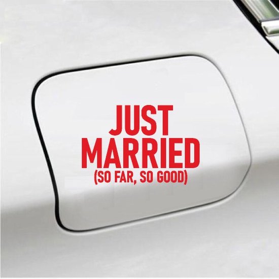 Autocollant pour pare-chocs - Just Married - 11x16 - Rouge