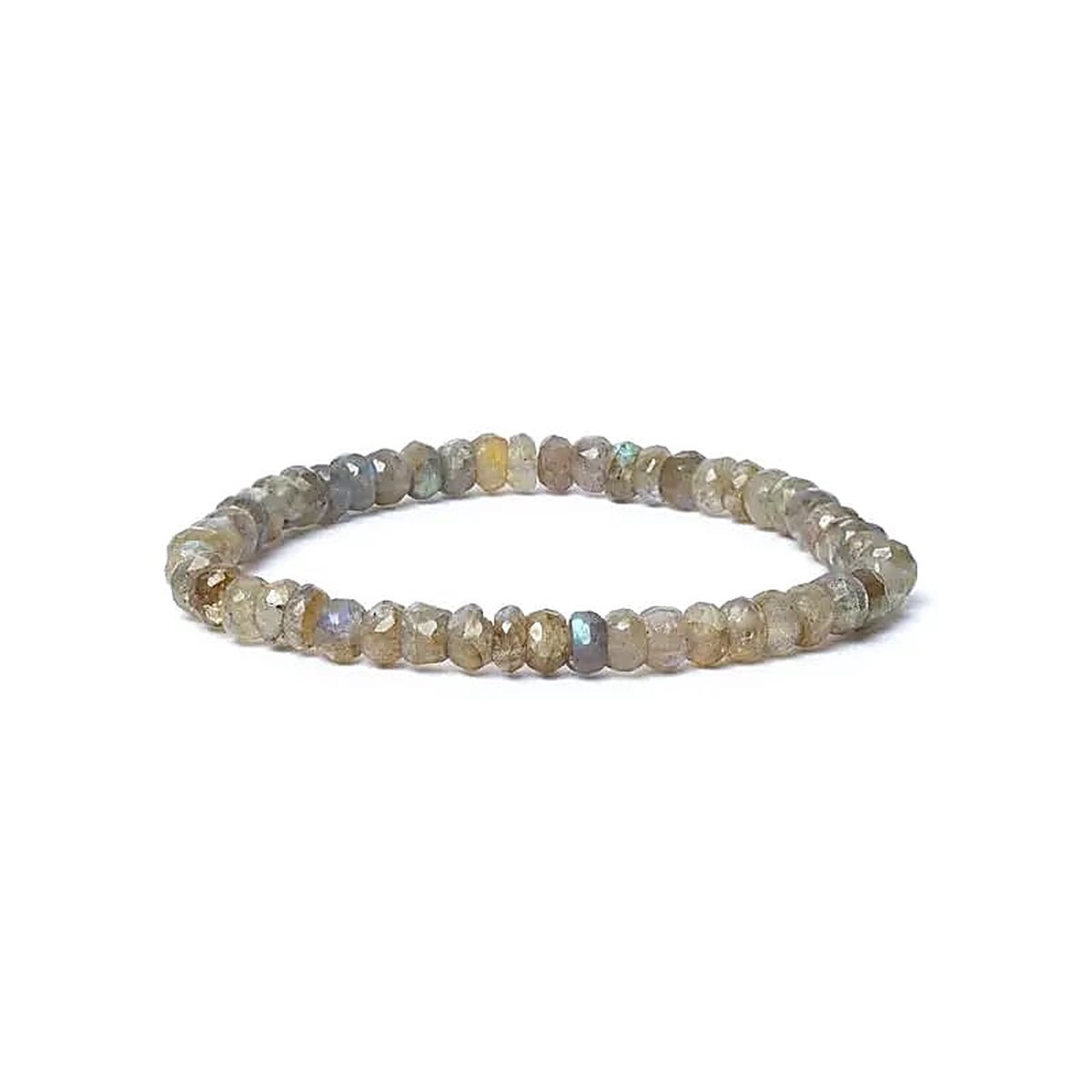 Armband - Labradoriet - Facet - AA Kwaliteit - Elastisch - Sierraad - 0,6 cm - Beschermend