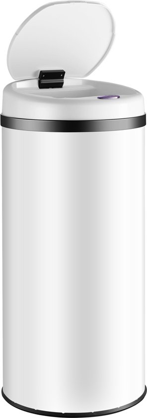 Monzana Prullenbak - Automatique Ronde 30L 30x53cm Affichage Capteur - Wit