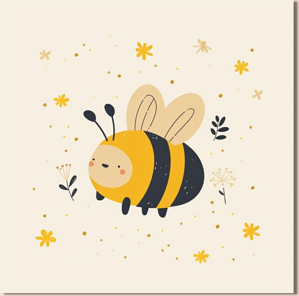 10x Dieren geboortekaartje met hommel voor Jongen of Meisje | Vierkant M formaat (14.8x14.8 cm) | Wenskaart Geboorte