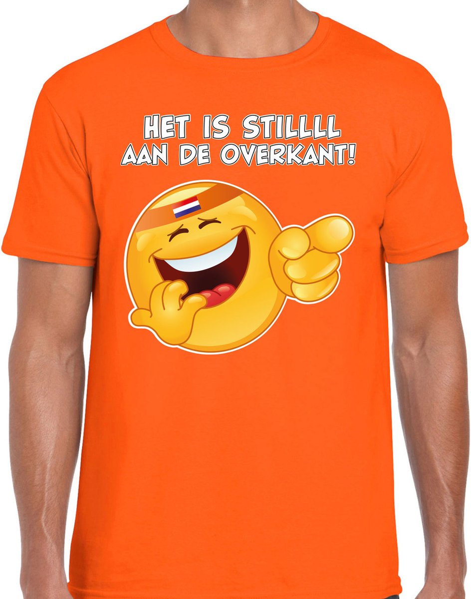 Bellatio Decorations Oranje supporter shirt heren - emoji - oranje - EK/voetbal - Nederland L
