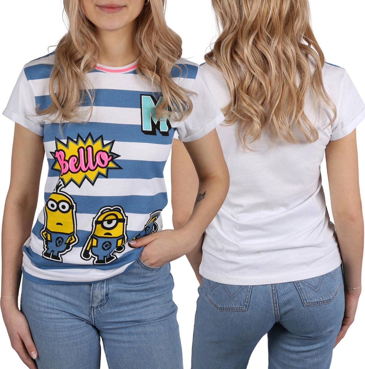 MINIONS Dames katoenen T-shirt met korte mouwen, 100% katoen / XL