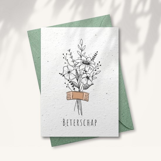 Groeipapier wenskaart | Beterschap | Growingpaper | Losse wenskaart | Plantbare kaart | Duurzame kaart | Wenskaart Beterschap | Inclusief envelop | Prijs inclusief verzendkosten