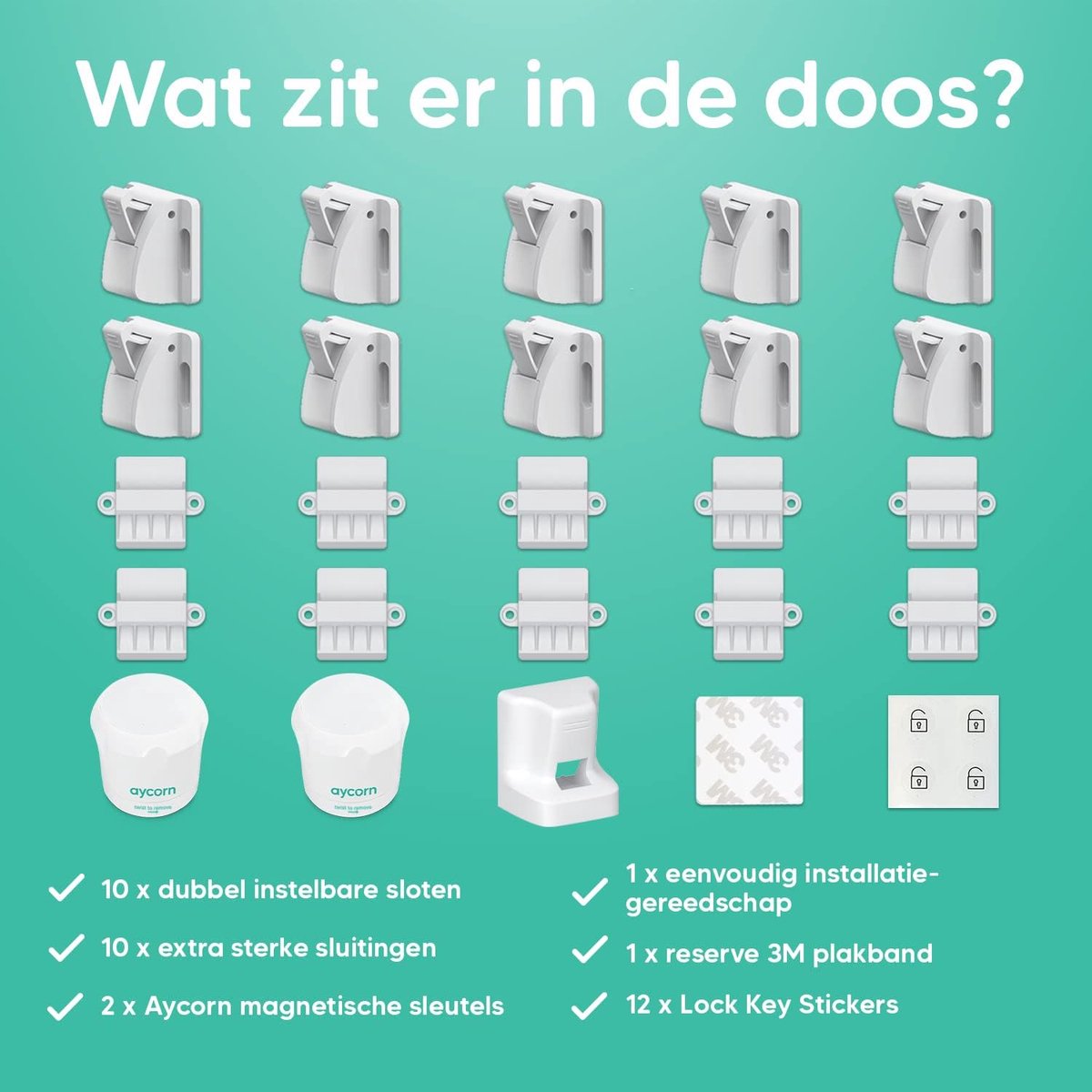 AYCORN Magnetisch Kinderslot Kastjes – Baby Peuter Magneet Beveiliging voor Kast, Deur en Lade – 10 Sloten en 2 Sleutels – Incl Instructievideo – Nieuwste Ontwerp om Kinderen en Peuters te Beschermen – Geen Boor of Schroeven – foto 6