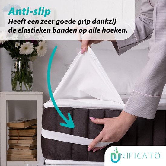 UNIFICATO - Waterdichte Matrasbeschermer 140x200 cm - Katoenen Oppervlak - Ademend - Antibacteriëel - Wit