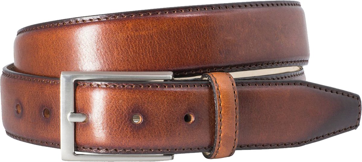 LINDENMANN leren heren riem - cognac