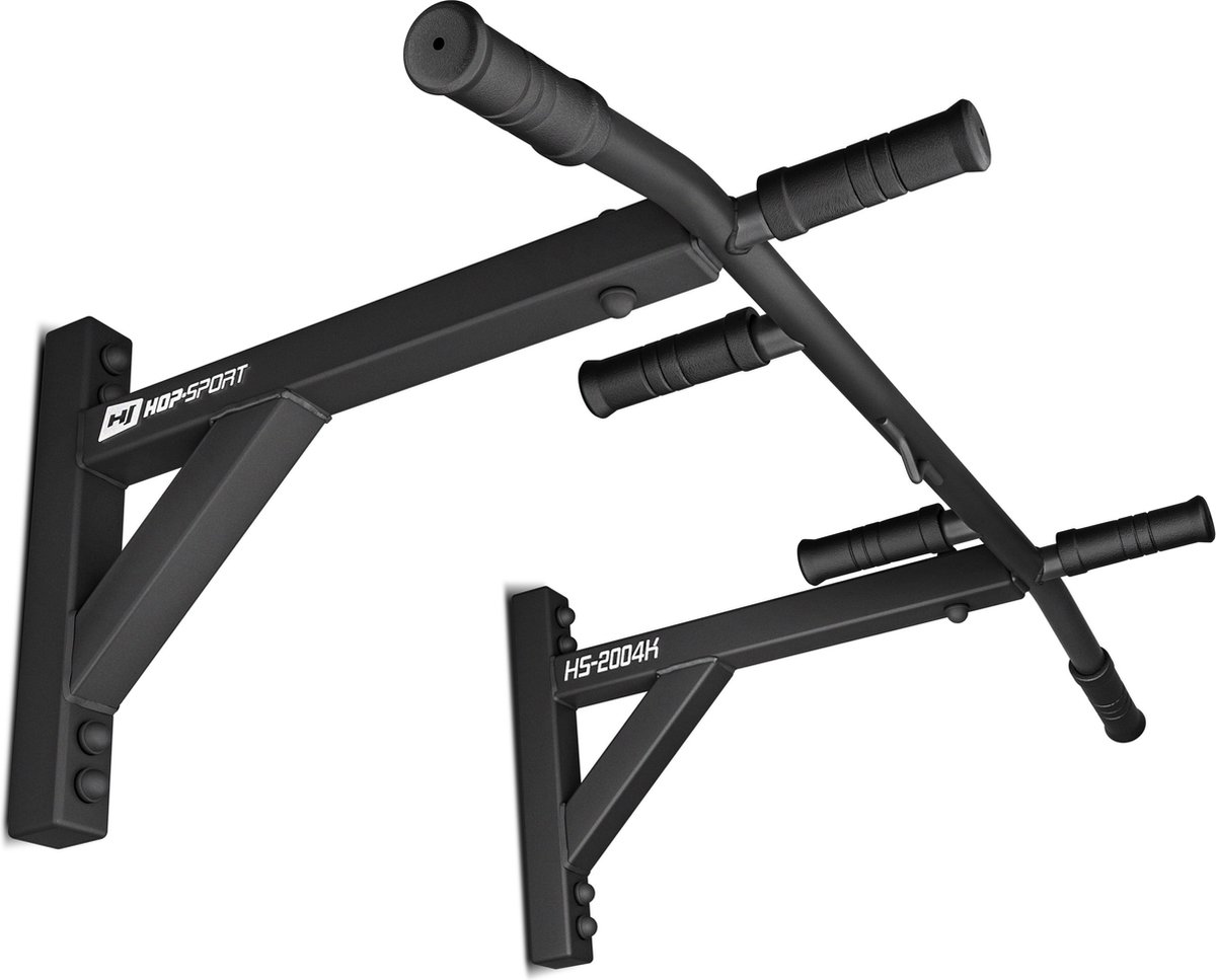 Hop-Sport Wandgemonteerde Optrekstang HS-2004K - Duurzame Fitnessapparatuur met 6 Antislip Handgrepen - Stabiele en Veilige Pull-Up Bar voor Thuisgebruik - Maximaal Belastbaar Tot 210 kg - Zwart - Ideaal voor Krachttraining thumbnail 2