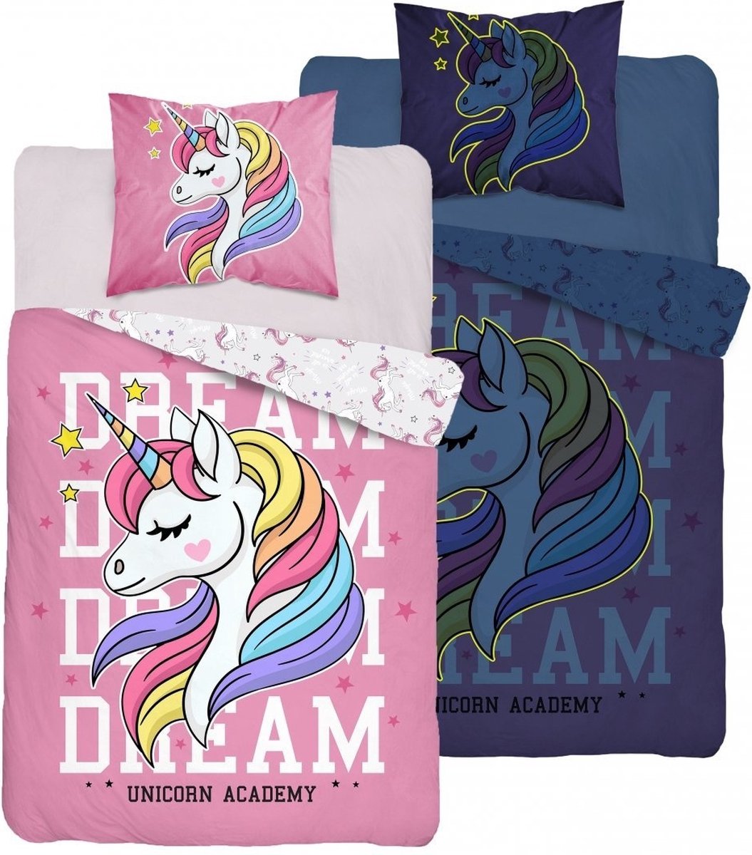 Glow in the dark dekbedovertrek - Unicorn dream - 140x200 + 70x80 cm