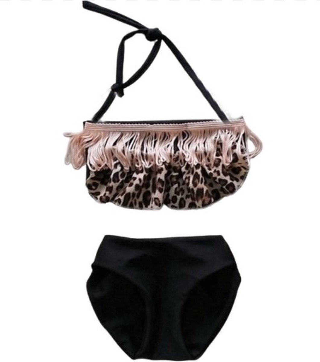Maat 62 Bikini Zwart panterprint badkleding baby en kind zwem kleding leopard tijgerprint