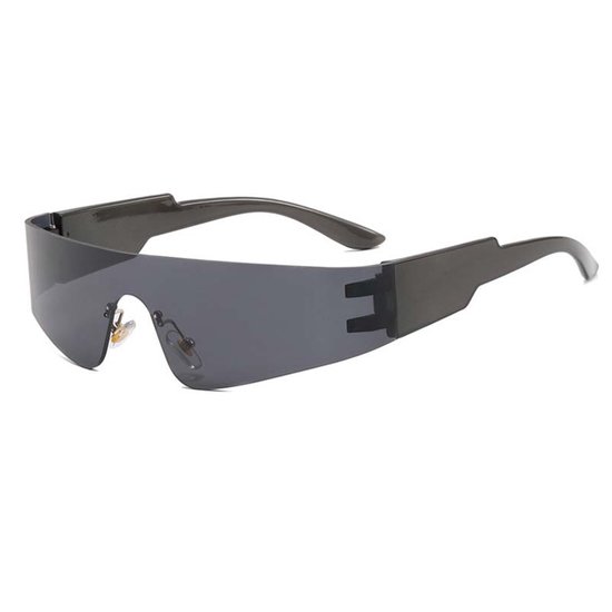 Lunettes de soleil - Vélo - Sport - Lunettes de Festival - Rave - Pour hommes et femmes - Monture sans monture - Zwart - Verre miroir Zwart
