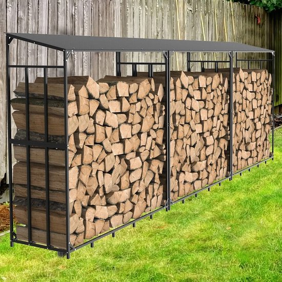 RANSENERS Metaal Brandhoutrek voor Haard 80x27x115cm (Verschillende maten) - Haardhoutrek voor Binnen en Buiten - Opbergruimte voor Open Haardhout