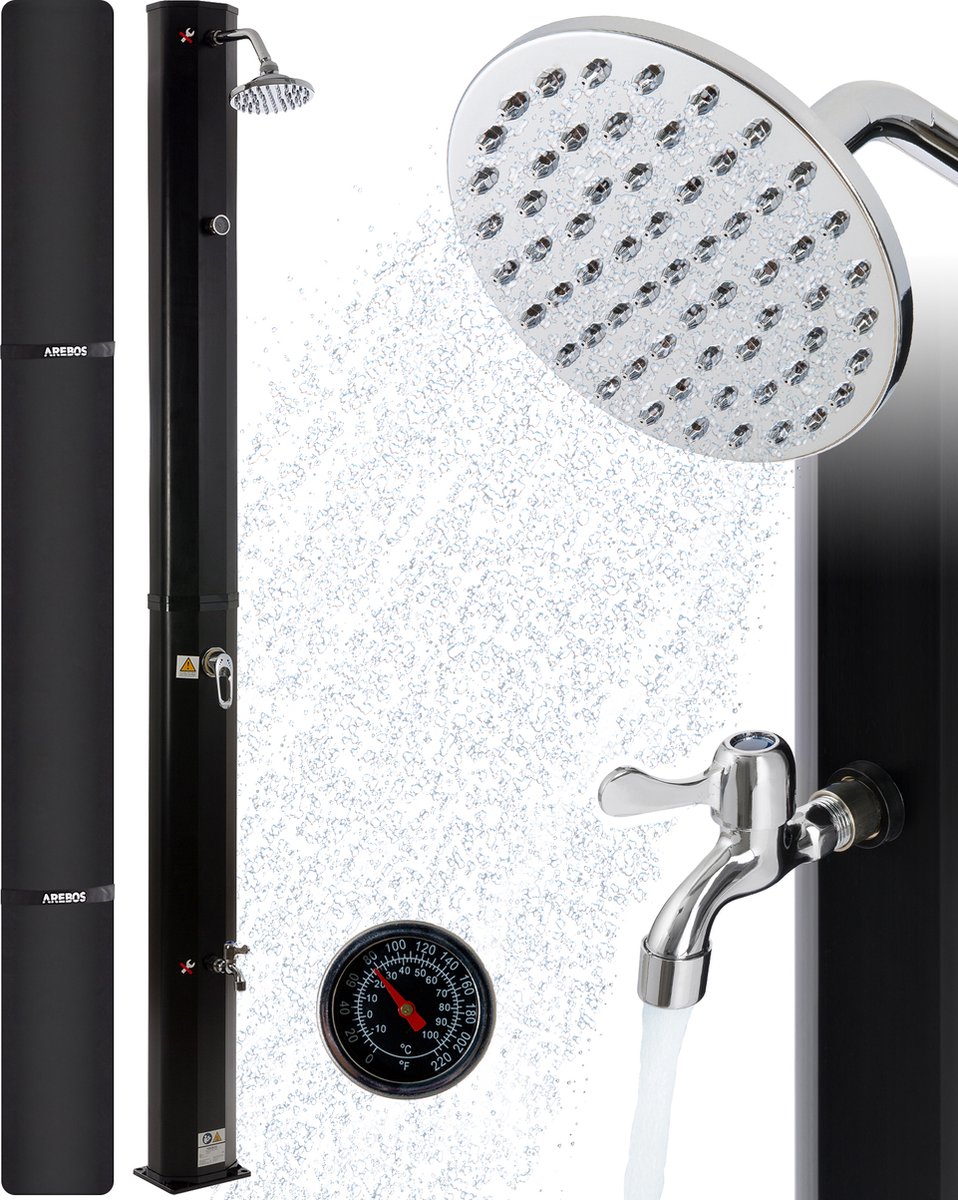 AREBOS AREBOS Tuindouche 35L - Solar Douche met thermometer - Buitendouche Zonneenergie - Tuindouche Buitendouche - Zwart