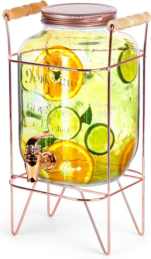 Glace A L'eau APS Pichet U00e0 Jus, Cruche, Pichet U00e0 Jus, Pichet En Verre Transparent Avec Tube U00e0 Eau Glacu00e9e, 18 X 29 Cm, 18 Cm De Haut, Pour Un Volume De