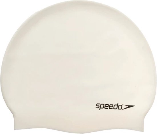 Witte Speedo badmuts met logo.