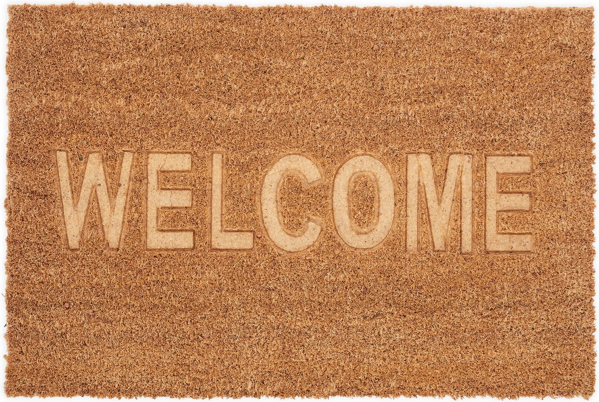 deurmat kokos - welcome - 60 x 40 cm - antislip - binnen en buiten - natuur