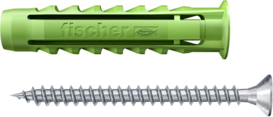 Foto: Fischer plug sx green met schroef 5x55 max 25 kg 10 stuks