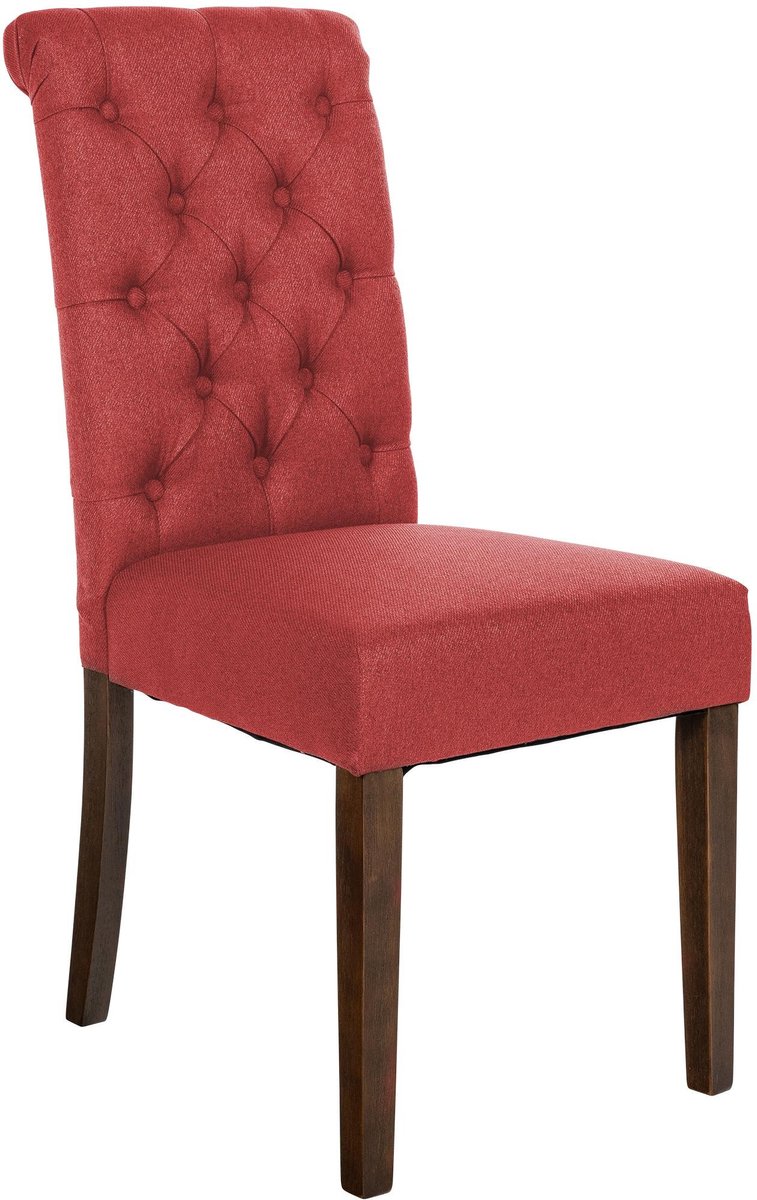 In And OutdoorMatch Eetkamerstoel Wouter - Rood - Eetkamerstoel - Stof - Hoge kwaliteit bekleding - Antieke Stijl Stoel - Luxe Eetkamerstoel