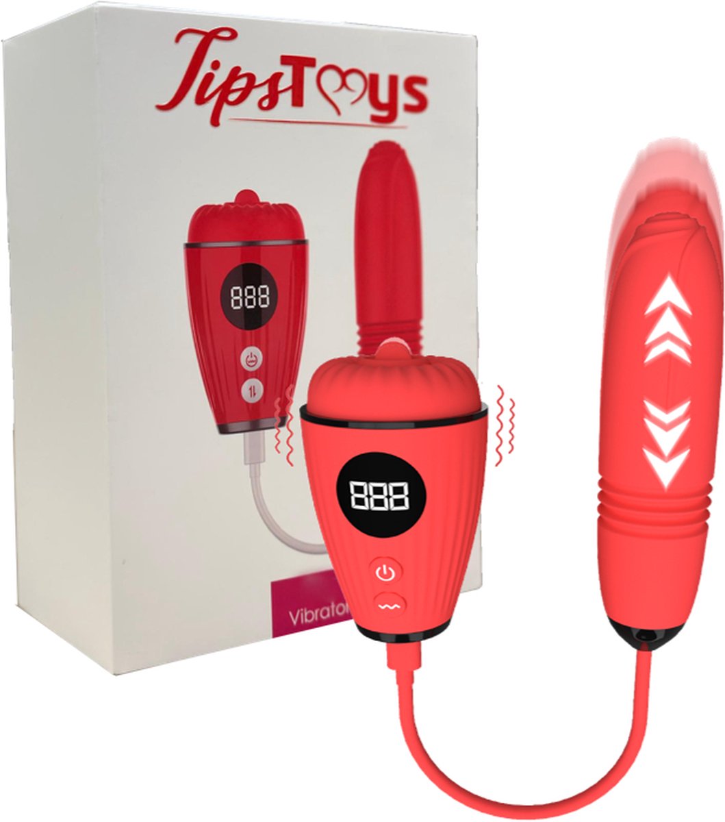 Goedkoopste TipsToys Vibrators Vibrerende Tong Vibrator - Clitoris SexToys Vrouwen Seksspeeltjes Rood