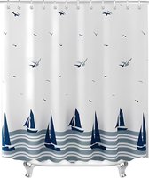 Rideau De Douche Imperméable Motif Feuilles Vertes - 150x180 Cm, Polyester, Livré Avec Crochets - 2
