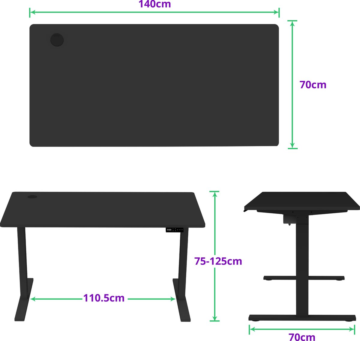 Betaalbarewerkplek Zit Sta Bureau Elektrisch verstelbaar - 140x70 thumbnail 2
