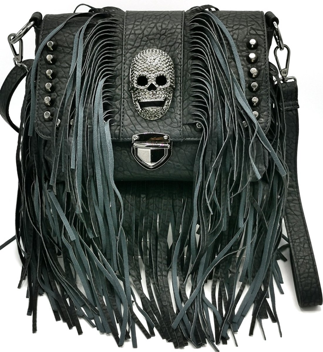Boutique Trukado - Gothic Handtas met Metalen Schedel en Studs - Statement tas - Stevig materiaal - (bxhxd)ca. 25cm x 18cm x 8cm