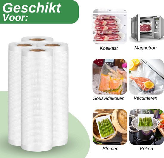 Rouleaux Sacs Sous Vide Alimentaires – 20x600 Cm + 30x600 Cm – Résistants, Réutilisables – Compatibles Toutes Machines – Cuisson Et Congélation