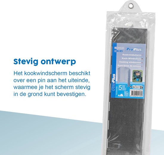 ProPlus Windvrij Kookscherm - 49x36cm - 5 delig - Aluminium - Anti-spatscherm - Vlambeveiligers - Campingscherm - Gasbrandschild - Warmtebeheerscherm - Buitenkeuken - Campingaccessoires van ProPlus — afbeelding 4