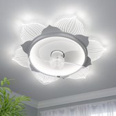 LuxiLamps - 6 Bloem Plafondventilator - Dimbaar Met Afstandsbediening - Wit - 6 Standen - Woonkamerlamp Ventilator - Chandelier Fan - Ventilator Lampen - 40 cm