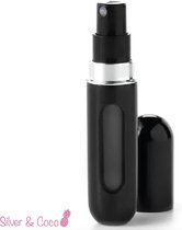 SilverAndCoco® - Parfum Verstuiver Navulbaar Fles | Klein Mini Hervulbaar Spray Flesje - 5ml / Zwart Black