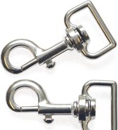 2 Stuks-Zilver musketonhaak-69x36mm-Karabijnhaak-Voor band van 25mm breed.