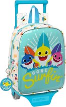 Schoolrugzak met Wielen Baby Shark Surfing Blauw Wit 22 x 27 x 10 cm