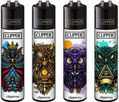 Clipper Classic Large Aanstekers "Owls 2" (4 Stuks)