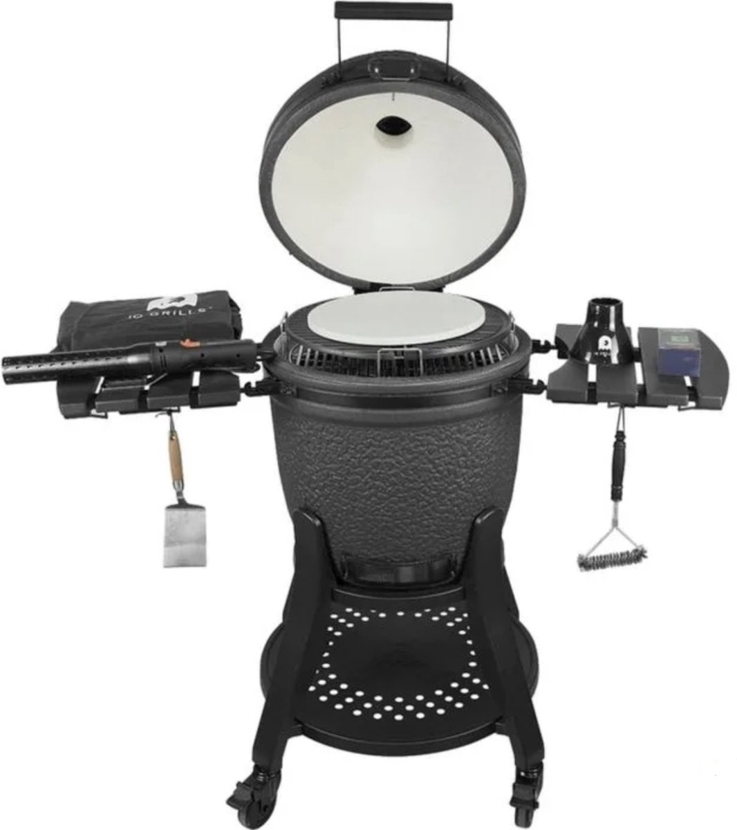 iQ Grills kamado - Barbecue - Large 22 inch - inclusief 20 accessoires - Carbon Black - Zwart