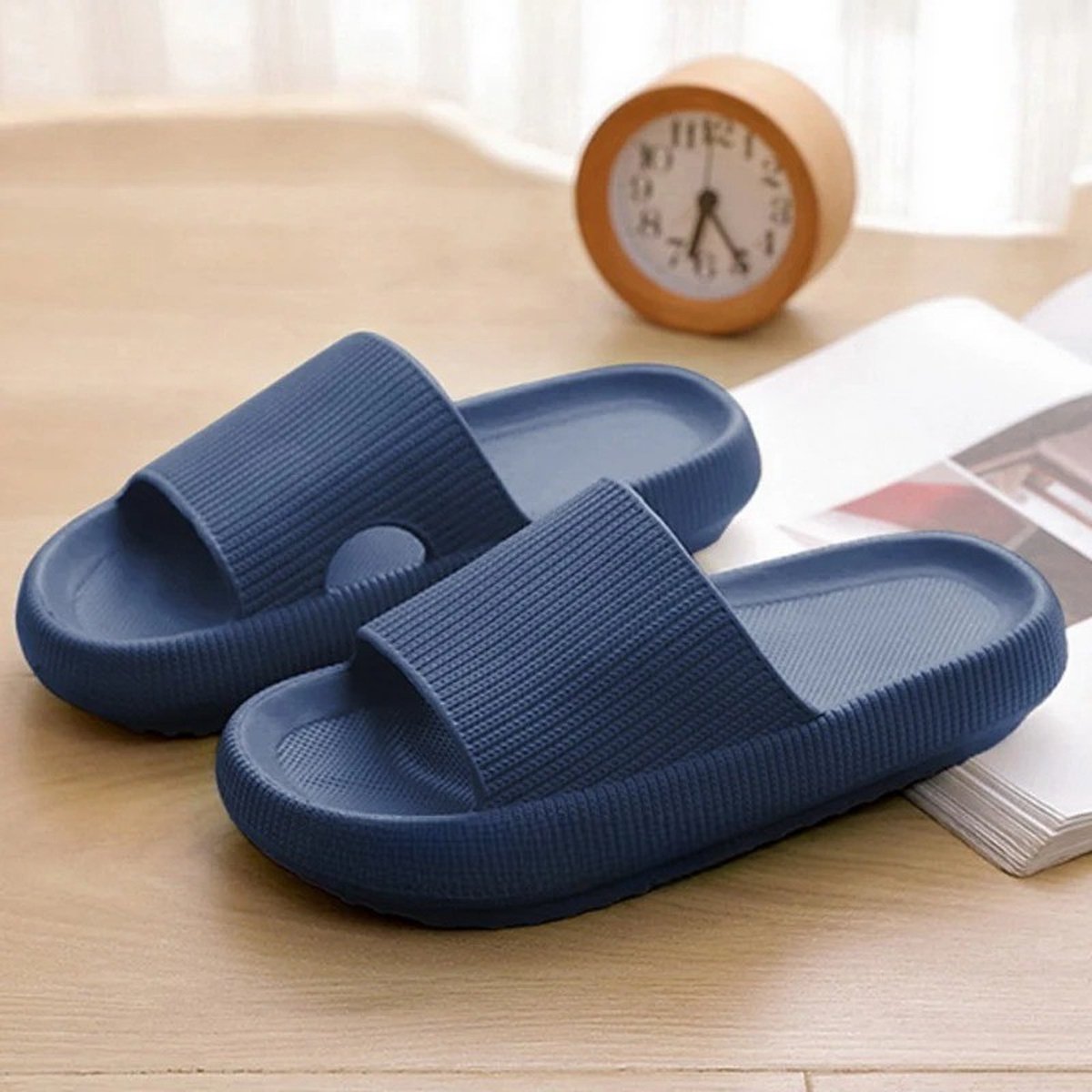 Klikkopers® - Cloud Slides - Slippers - Badslippers - Sloffen - Verdikte - Lichtgewicht - Super Zacht aan je Voeten - Anti-Slip - Blauw - 44-45