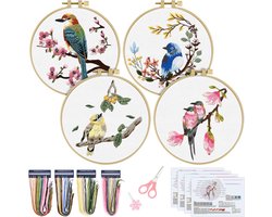 foto van BOTC Borduurpakket - Borduurset van 4 - Borduurpakketten voor Volwassenen - Hobby en Creatief - Borduren