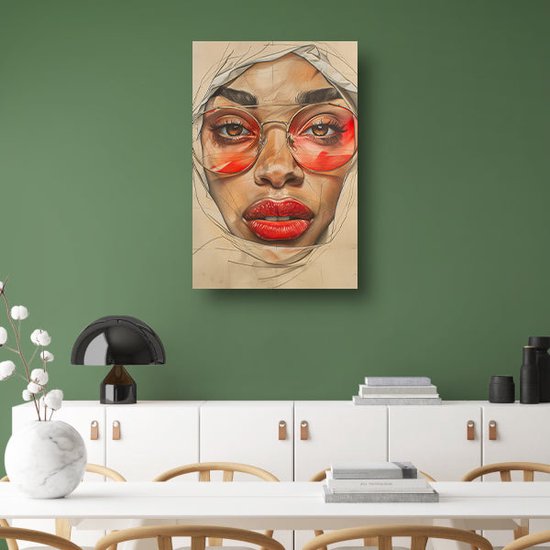 Décoration murale femme - Décoration murale portrait - Décoration murale lunettes - Décoration murale campagne - Posters chambre - Décoration murale poster chambre 50x75 cm