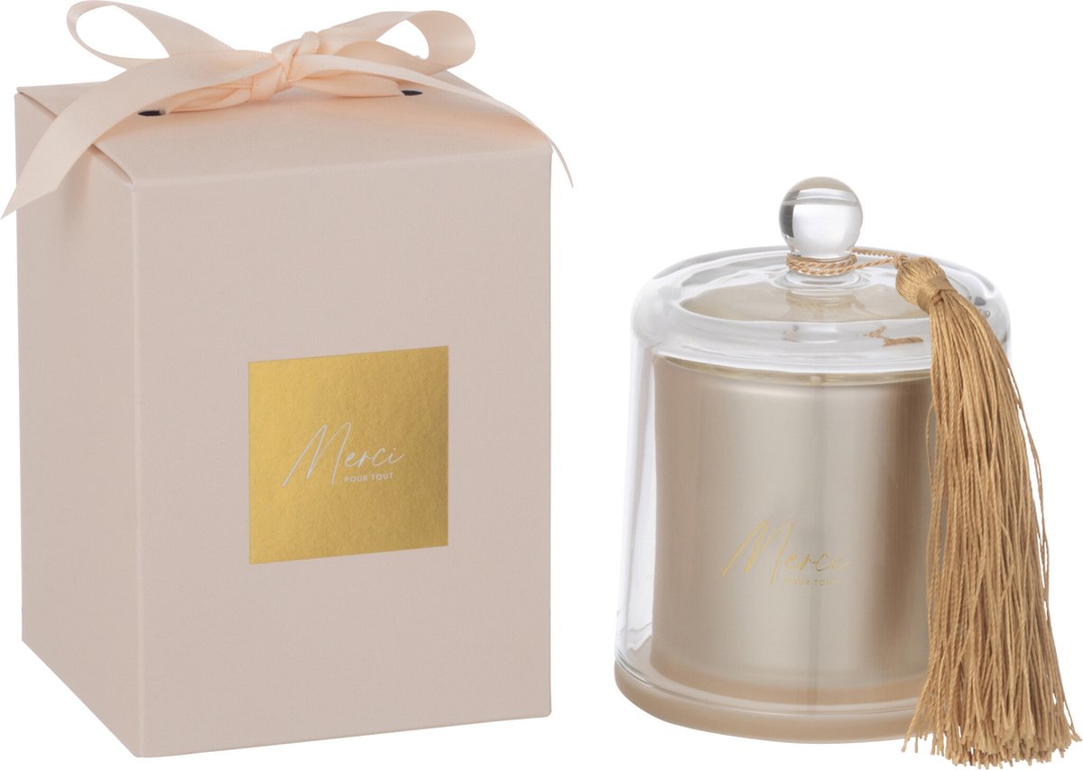 J-Line geurkaars Stolp Merci - Elderflower - glas - beige - small - 30U