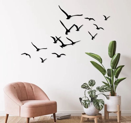 Décoration murale Vogels - Décoration murale - Deco - Zwart - Bois - Décoration - Art - Décoration murale murale - Line art - Wall art - Panneaux muraux - Bohème - Noël - Cadeau Noël - décoration murale salon - Cadeau Noël