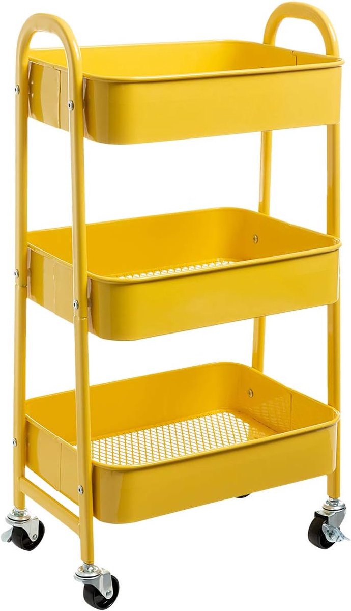 Opbergtafel met Wielen - Ruimtebesparende Roltafel voor Keuken, Badkamer en Kantoor - Multifunctionele Opbergruimte - Eenvoudig Verplaatsbaar met Wieltjes
