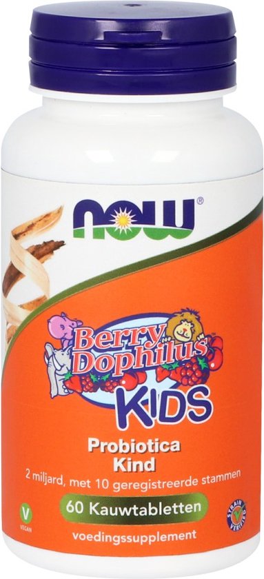 Foto: Now berrydophilus kids probiotica kind 60 kauwtabletten