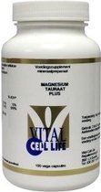 Fles voedingssupplement Magnesium Taurate Plus 100 vega capsules, Vital Cell Life.