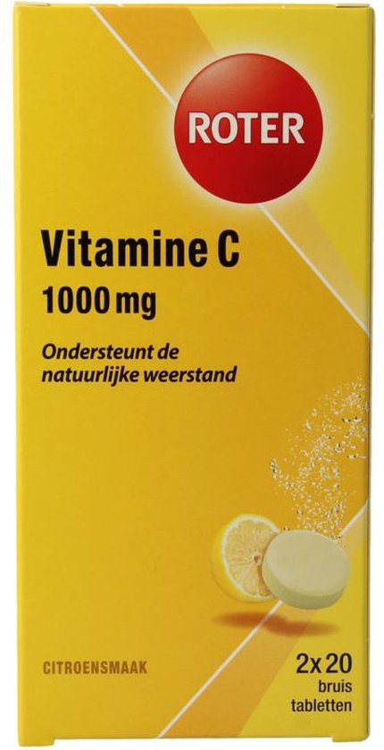 Roter Vitamine C 1000mg bruis - Hoge dosering vitamine C ter ondersteuning van je weerstand - 40 bruistabletten met citroensmaak