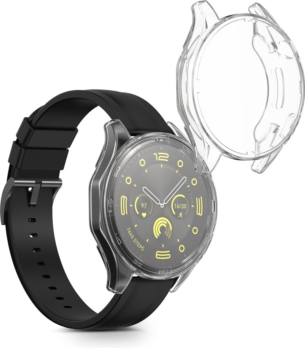 2 Coques Silicone Transparent Pour Huawei Watch GT3 Pro 46mm - Protection Écran Et Cadre Anti-Chocs