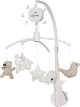 Baby's Only Muziekmobiel baby - Boxmobiel - Zand/Wolwit/Wit - Gebreide figuurtjes - Muziek speelgoed - Melodie 'It's a small world'
