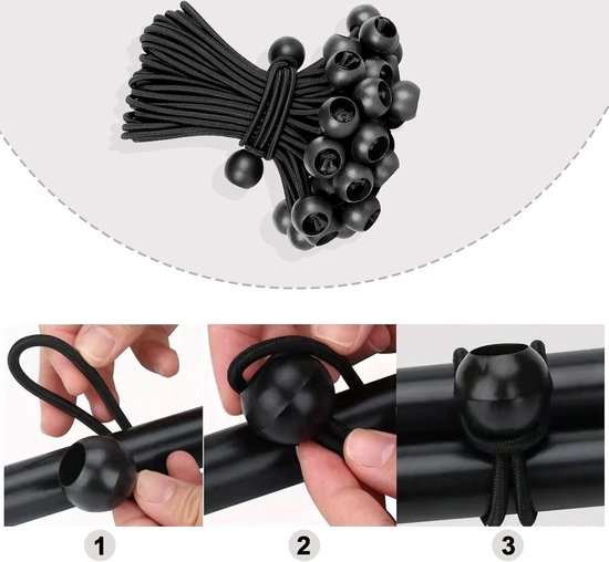 Zeilspanner met Bal - 20 Stuks - Spanrubbers - Koord Spanners - Tentspanner - Spanrubbers Elastieken - Voor Bootzeil/Zeil/Spandoeken/Schaduwdoek/Aanhangwagen/Tent van Toolstation — afbeelding 4