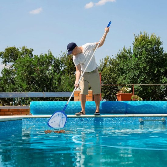 Telescopische steel zwembad schepnet 80-122 cm voor bladreiniging fijnmazig net aluminium zwembadreiniger bladschepnet voor aquarium fontein — afbeelding 2