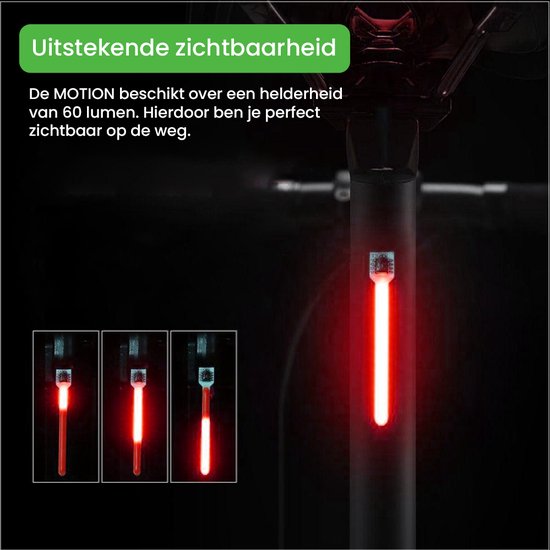 Lightyourbike ® MOTION - Achterlicht Fiets Oplaadbaar - 60 lumen - Waterdicht - LED — afbeelding 3