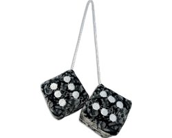 Deense pluche van de originele hoogwaardige kwaliteit dobbelsteen grijs 6x6 CM, accessoire voor vrachtwagen, tractor, truck, cabine, enz